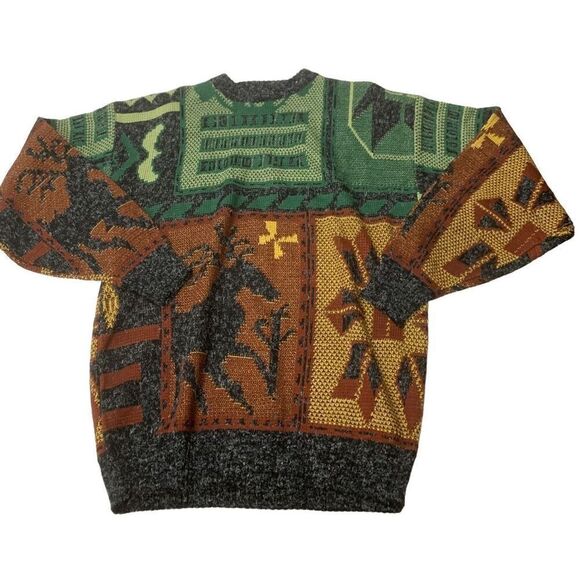 Vintage Multicolored Abstract Patterned Sweater